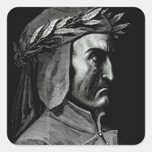 Portret van Dante Alighieri Vierkante Sticker (Voorkant)
