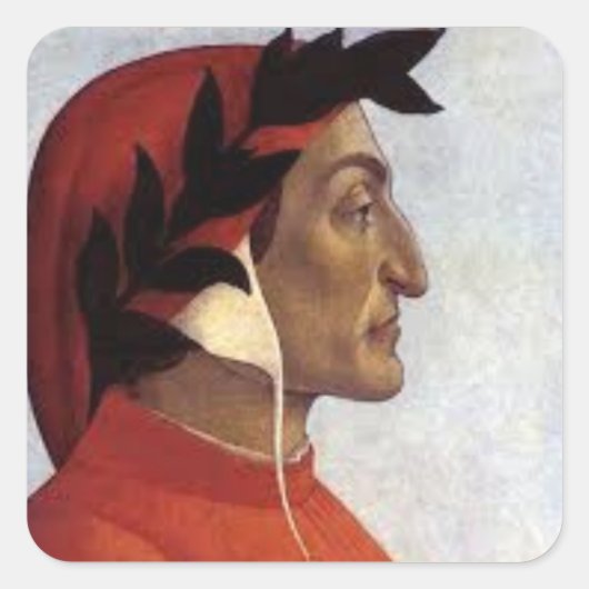 Portret van Dante Alighieri Vierkante Sticker (Voorkant)