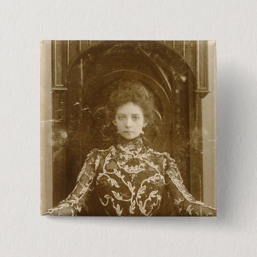 Portret van de actrice Vera Komissarzhevskaya Vierkante Button 5,1 Cm (Voorkant)