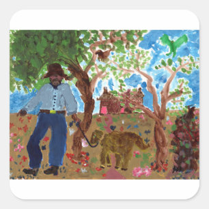 Portret van de artiest met zijn Stickers