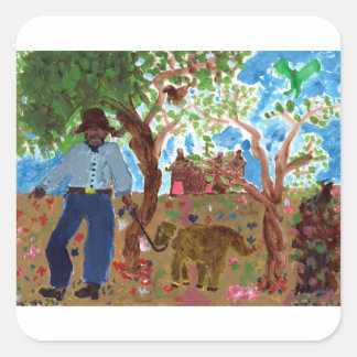 Portret van de artiest met zijn Stickers