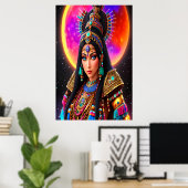 Portret van de Aztec Goddess Metztli | AI Art. Poster (Thuiskantoor)