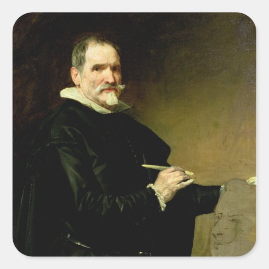 Portret van de beeldhouwer Juan Martinez Vierkante Sticker (Voorkant)