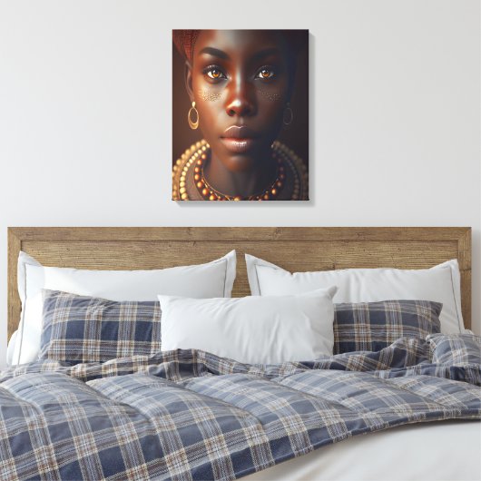 Portret van de charmante Afrikaanse vrouw Canvas Afdruk (Insitu (Slaapkamer))