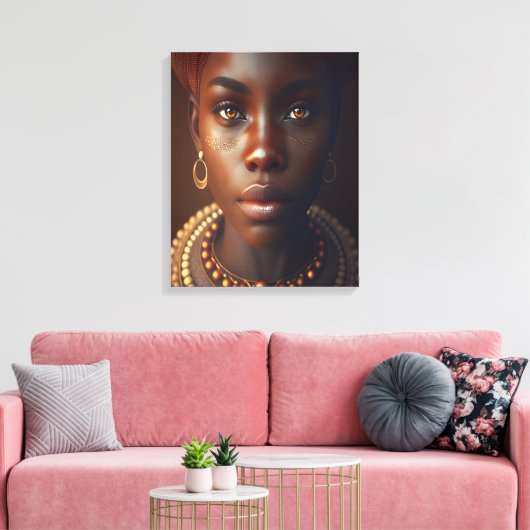 Portret van de charmante Afrikaanse vrouw Canvas Afdruk (Insitu (Woonkamer))
