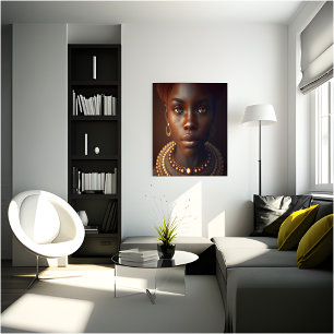 Portret van de charmante Afrikaanse vrouw Canvas Afdruk