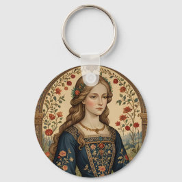 Portret van de dame in de middeleeuwse renaissance sleutelhanger