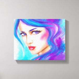 Portret van de de druk het mooie Vrouw van het Canvas Afdruk