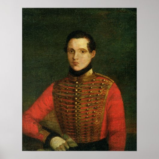 Portret van de dichter Michail Lermontov Poster (Voorkant)