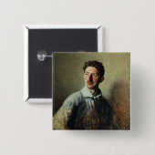 Portret van de dichter Sergey Gorodetsky 1909 Vierkante Button 5,1 Cm (Voorkant /achterkant)