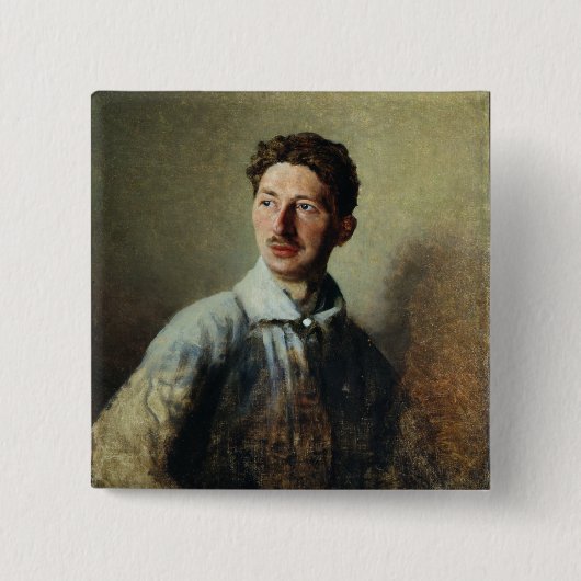 Portret van de dichter Sergey Gorodetsky 1909 Vierkante Button 5,1 Cm (Voorkant)