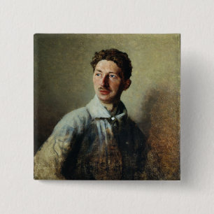 Portret van de dichter Sergey Gorodetsky 1909 Vierkante Button 5,1 Cm