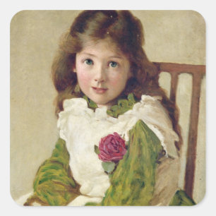 Portret van de dochter van de kunstenaar (olie op  vierkante sticker