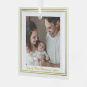 Portret van de eerste kerstdag van de moderne fami glas ornament (Voorkant links)