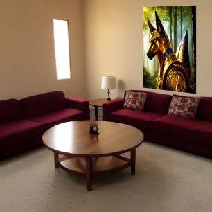 Portret van de Egyptische god Anubis   AI Art. Poster