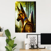 Portret van de Egyptische god Anubis | AI Art. Poster (Thuiskantoor)