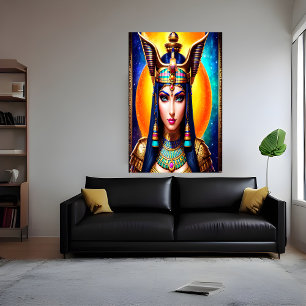 Portret van de Egyptische godin Hathor AI Art P Poster