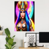 Portret van de Egyptische godin Isis | AI Art. Poster (Thuiskantoor)