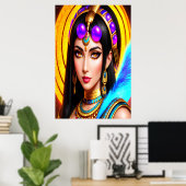 Portret van de Egyptische godin Neith | AI Art. Poster (Thuiskantoor)