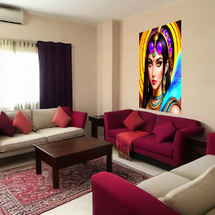 Portret van de Egyptische godin Neith AI Art. Poster