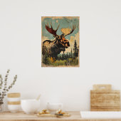  portret van de eland poster (Keuken)
