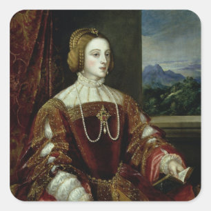 Portret van de Empress Isabella van Portugal Vierkante Sticker