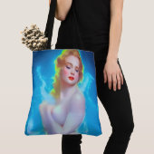 Portret van de etherische godin – surrealistische tote bag (Dichtbij)