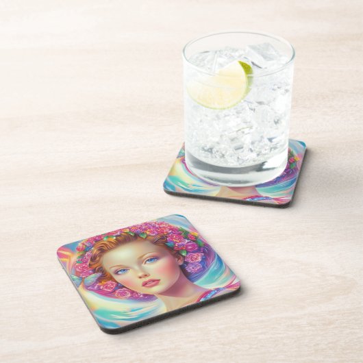 Portret van de etherische kroon bier onderzetter (Rechterzijde)