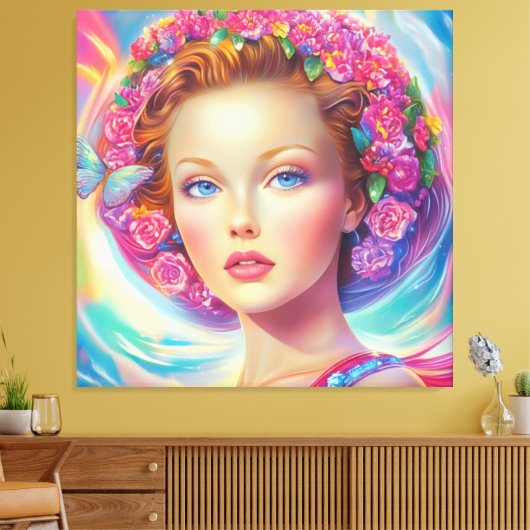 Portret van de etherische kroon canvas afdruk (Insitu (Woonkamer))