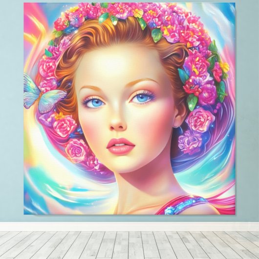 Portret van de etherische kroon canvas afdruk (Insitu (Houten vloer))