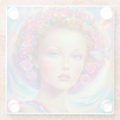 Portret van de etherische kroon glazen onderzetter (Achterkant)