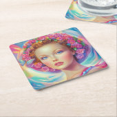 Portret van de etherische kroon kartonnen onderzetters (Schuin)