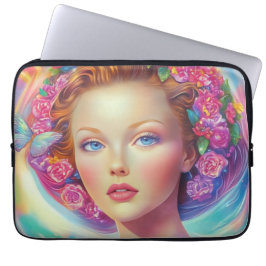 Portret van de etherische kroon laptop sleeve