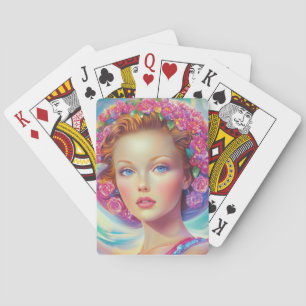 Portret van de etherische kroon pokerkaarten