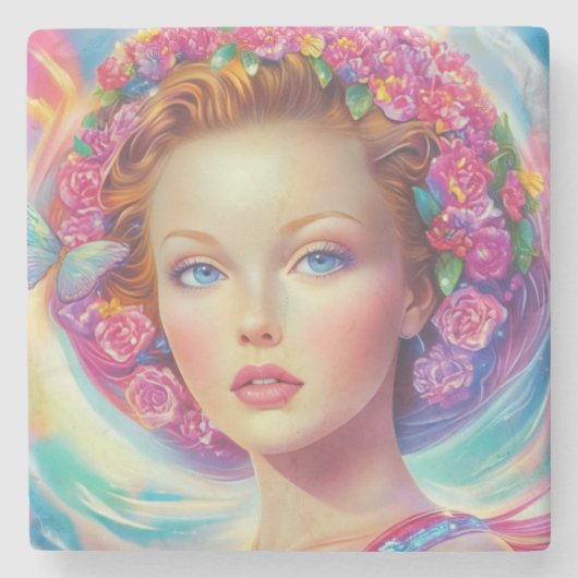 Portret van de etherische kroon stenen onderzetter (Voorkant)