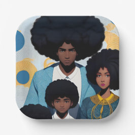 Portret van de familie Afro Papieren Bordje