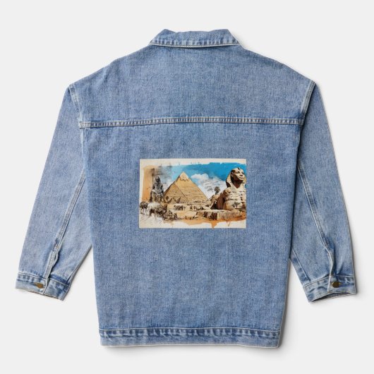 Portret van de farao denim jacket (Achterkant)