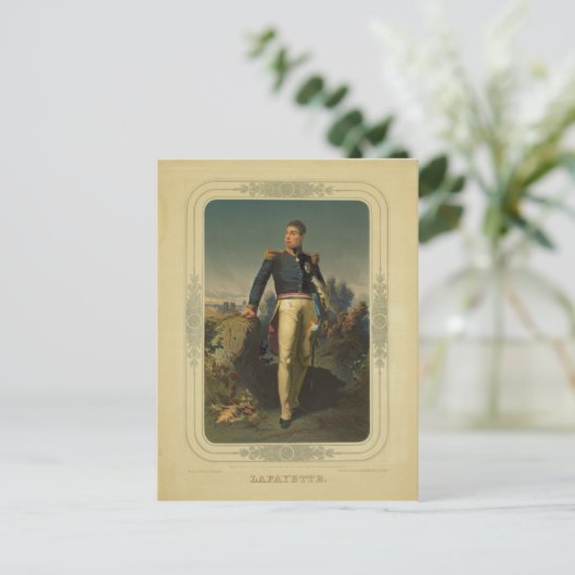Portret van de Franse generaal Marquis de Lafayett Briefkaart (Staand voorkant)