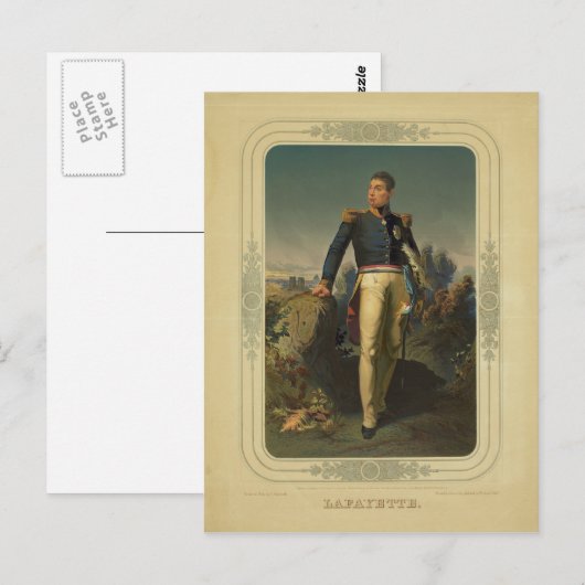 Portret van de Franse generaal Marquis de Lafayett Briefkaart (Voorkant / Achterkant)