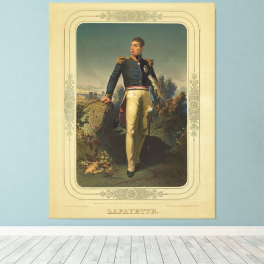 Portret van de Franse generaal Marquis de Lafayett Canvas Afdruk (Insitu (Houten vloer))