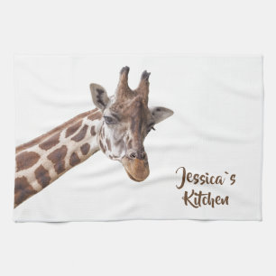 Portret van de Giraffe op Witte Gepersonaliseerde  Theedoek