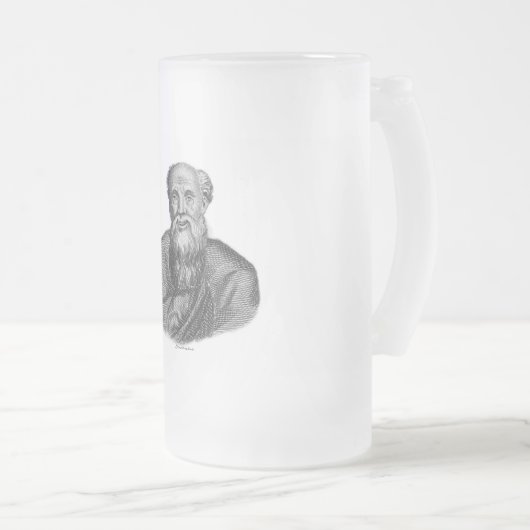 Portret van de Griekse filosoof Democritus Matglas Bierpul (Voorkant rechts)