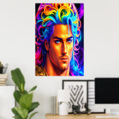 Portret van de Griekse god Apollo | AI Art. Poster (Thuiskantoor)