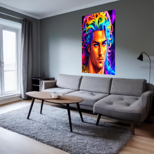 Portret van de Griekse god Apollo   AI Art. Poster