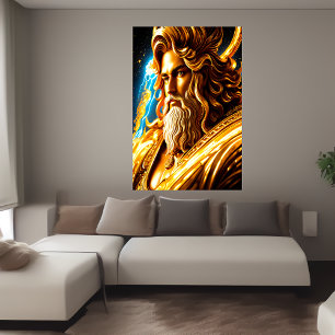 Portret van de Griekse god Zeus   AI Art. Poster