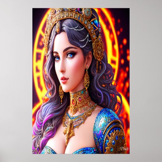 Portret van de Griekse godin Aphrodite | AI Art. Poster (Voorkant)