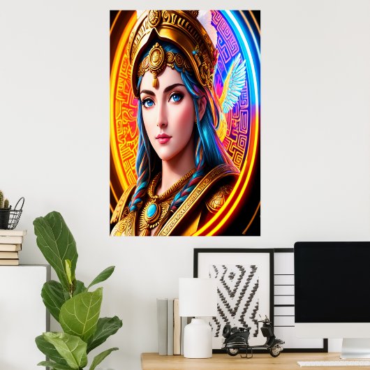 Portret van de Griekse godin Athena | AI Art. Poster (Thuiskantoor)