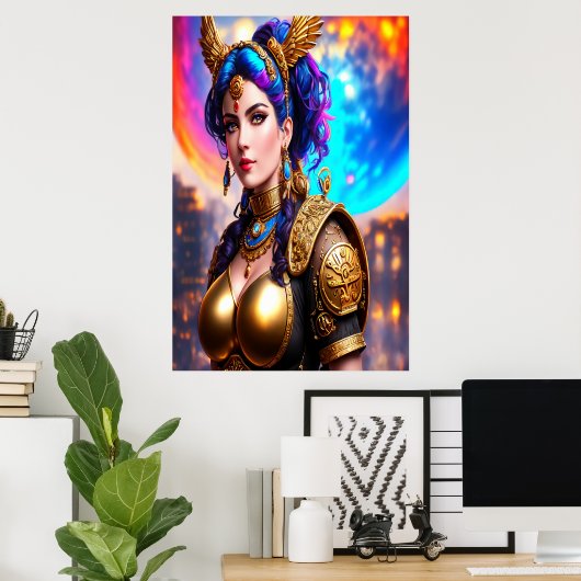 Portret van de Griekse godin Nemesis | AI Art. Poster (Thuiskantoor)