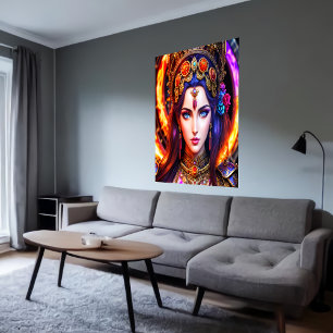 Portret van de Griekse godin Persephone   AI Art. Poster