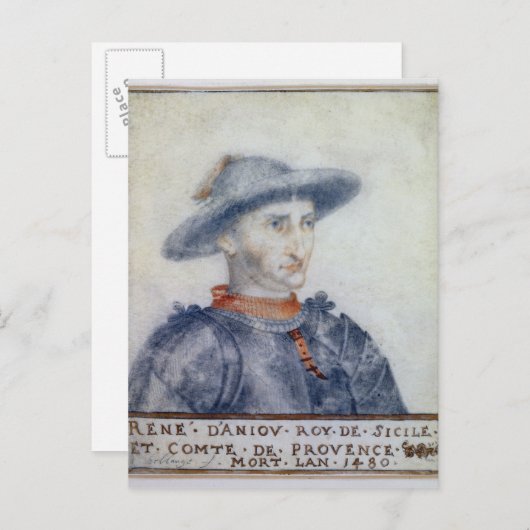Portret van de hertog Rene I van Anjou Briefkaart (Voorkant / Achterkant)